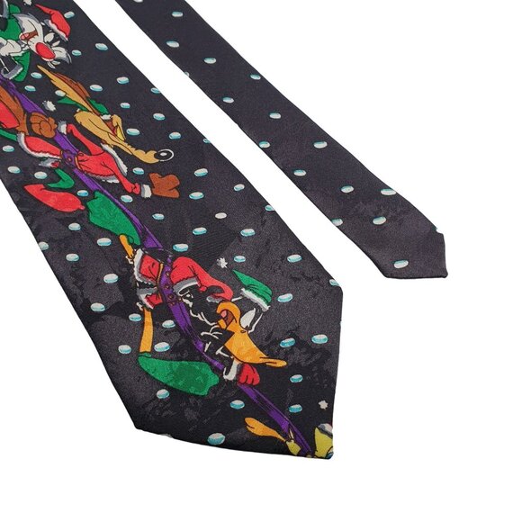 Looney Tunes Mania Christmas Mens Necktie Tie Sylvester Daffy Coyote Bugs - Picture 3 of 5
